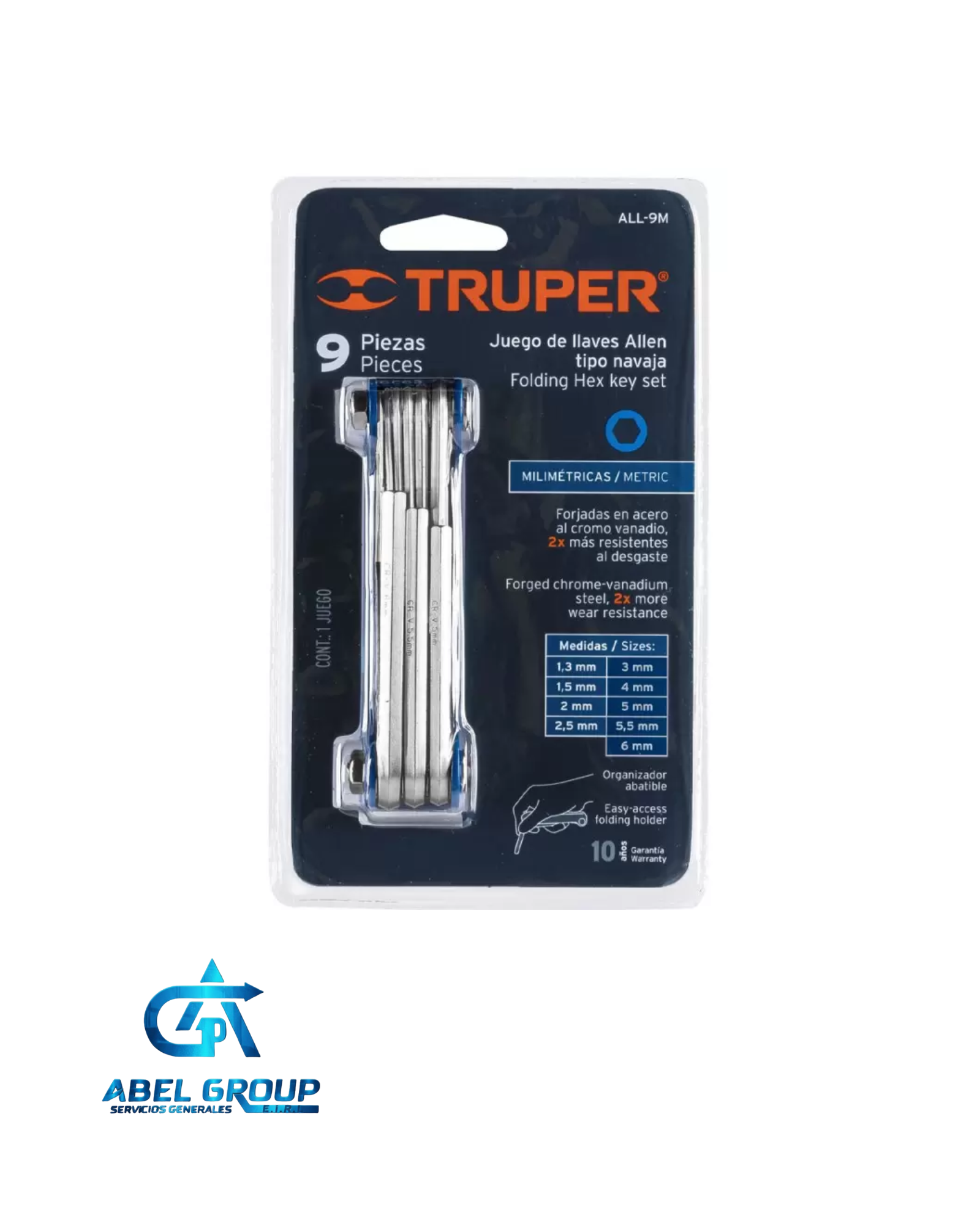 Juego de 9 Llaves Allen hexagonales - Truper