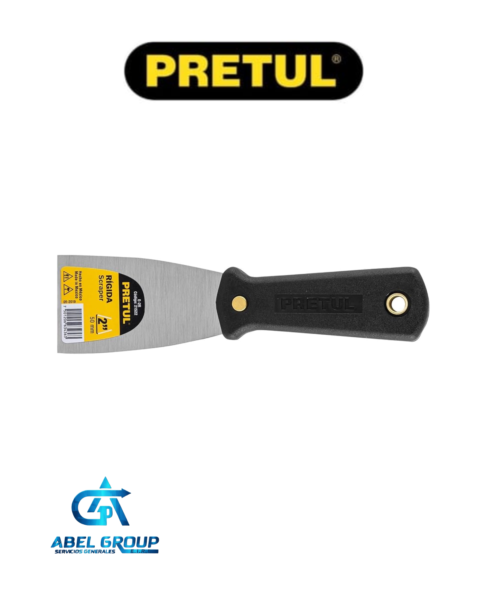 Espátula flexible 2" con mango de plástico Pretul