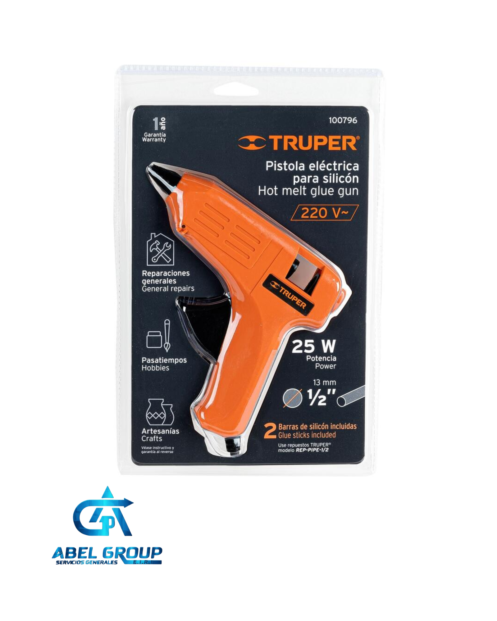 PISTOLA ELÉCTRICA PARA SILICONA DE 1/2``, 220 V - TRUPER