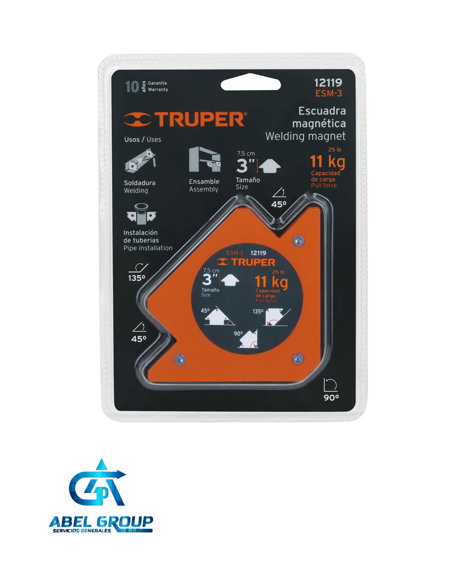 Escuadra magnética 3" para soldar, capacidad 11 kg, Truper